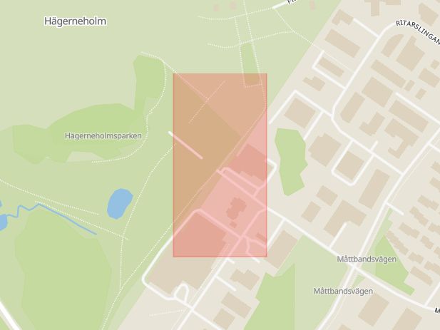 Karta som med röd fyrkant ramar in Arninge, Volymvägen, Täby, Stockholms län