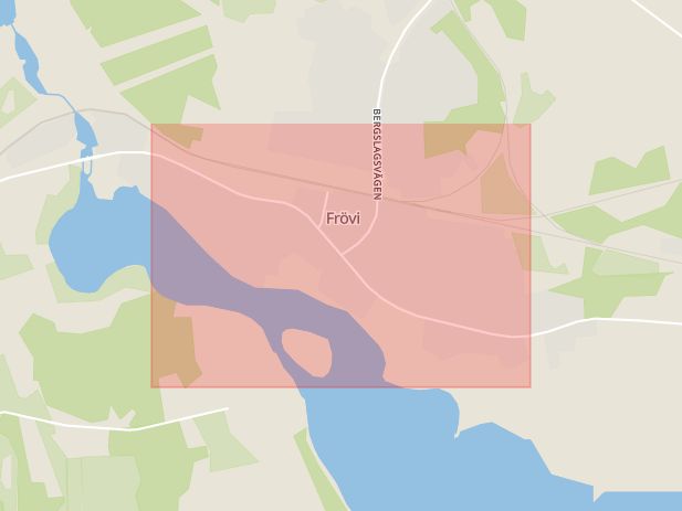 Karta som med röd fyrkant ramar in Frövi, Örebro, Lindesberg, Örebro län