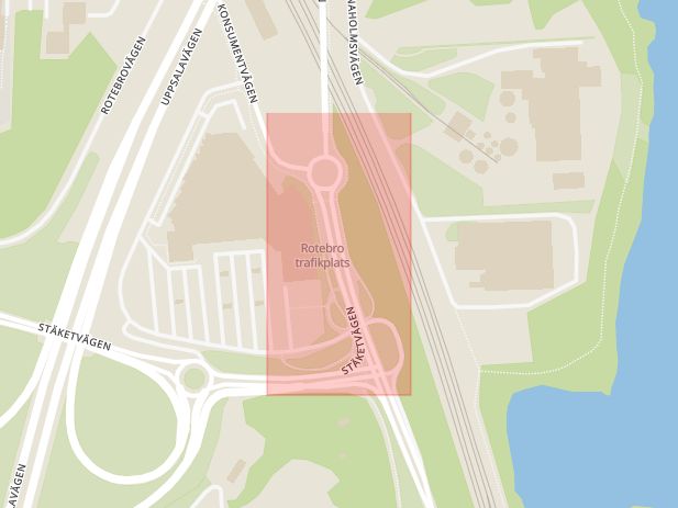 Karta som med röd fyrkant ramar in Trafikplats Kista, Sollentuna, Stockholms län