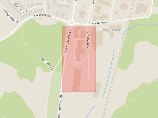 Karta som med röd fyrkant ramar in Gymnasieskolan, Täby, Stockholms län