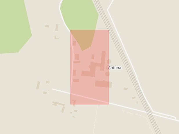 Karta som med röd fyrkant ramar in Antuna, Upplands väsby