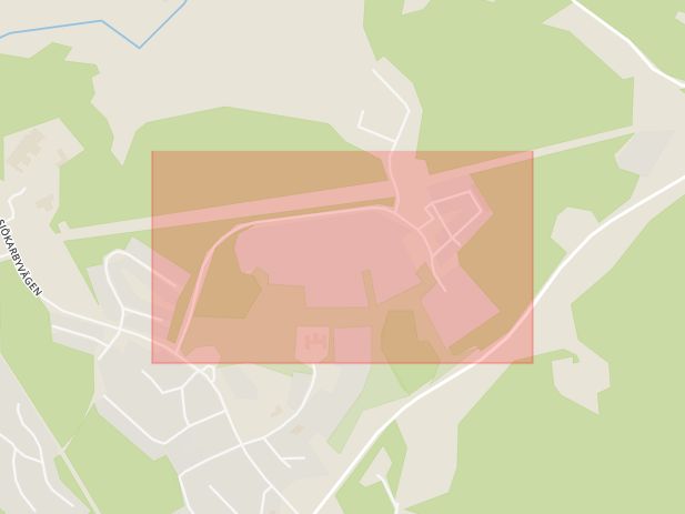 Karta som med röd fyrkant ramar in Skånsta, Murkelvägen, Österåker, Stockholms län