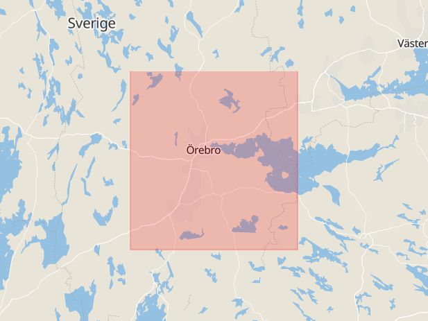 Karta som med röd fyrkant ramar in Örebro Kommun, Örebro, Örebro län