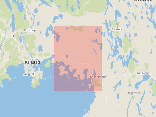 Karta som med röd fyrkant ramar in Väse, Mellby, Karlstad, Värmlands län