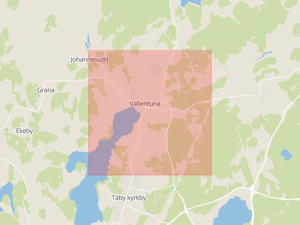 Karta som med röd fyrkant ramar in Brottby, Djuret, Vallentuna, Stockholms län