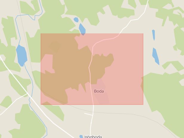 Karta som med röd fyrkant ramar in Boda, Kil, Värmlands län