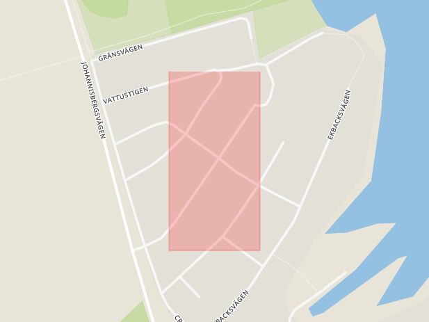 Karta som med röd fyrkant ramar in Ekbacken, Västerås, Västmanlands län