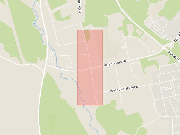 Karta som med röd fyrkant ramar in Stafettgatan, Lindesberg, Örebro län