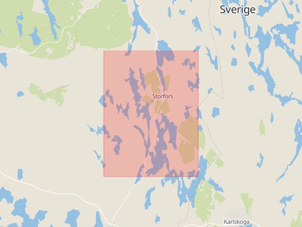 Karta som med röd fyrkant ramar in Storfors, Filipstad, Värmlands län