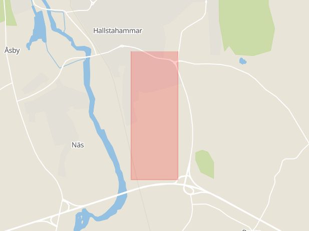 Karta som med röd fyrkant ramar in Rallstavägen, Hallstahammar, Västmanlands län