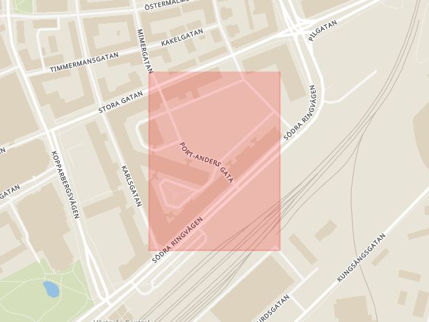 Karta som med röd fyrkant ramar in Ingenjör Bååths Gata, Västerås, Västmanlands län
