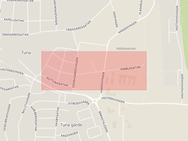 Karta som med röd fyrkant ramar in Nibble, Hallstahammar, Västmanlands län
