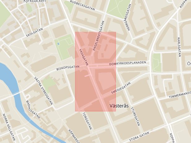 Karta som med röd fyrkant ramar in Second Hand, Vasagatan, Västerås, Västmanlands län