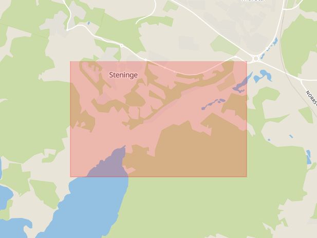 Karta som med röd fyrkant ramar in Steninge, Märsta, Sigtuna, Stockholms län