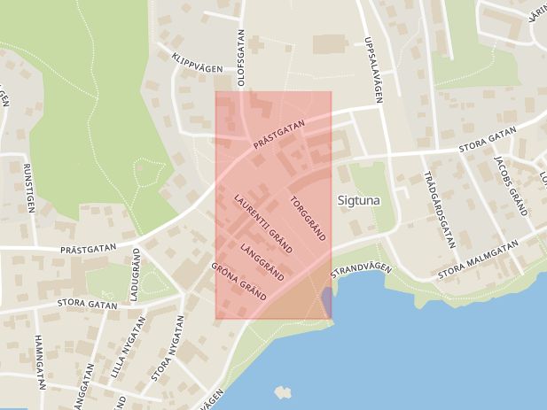 Karta som med röd fyrkant ramar in Arlandaleden, Högsta, Sigtuna, Stockholms län