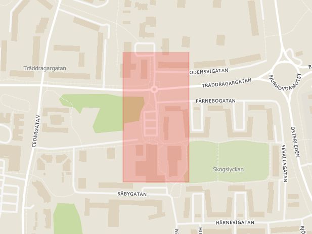 Karta som med röd fyrkant ramar in Munktorpsgatan, Västerås, Västmanlands län