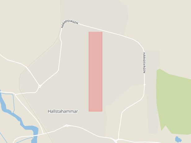 Karta som med röd fyrkant ramar in Snevringevägen, Hallstahammar, Västmanlands län