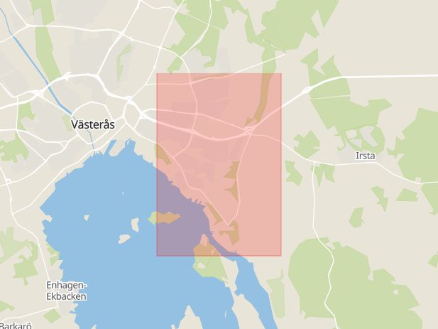 Karta som med röd fyrkant ramar in Viksäng, Västerås, Västmanlands län
