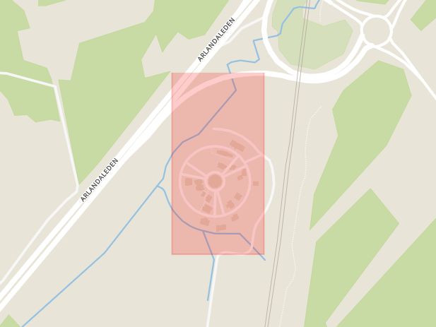 Karta som med röd fyrkant ramar in Nybygget, Sigtuna, Stockholms län