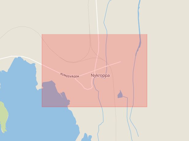 Karta som med röd fyrkant ramar in Nykroppa, Filipstad, Värmlands län