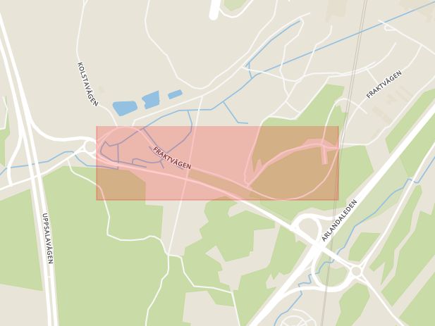 Karta som med röd fyrkant ramar in Arlanda, Fraktvägen, Sigtuna, Stockholms län