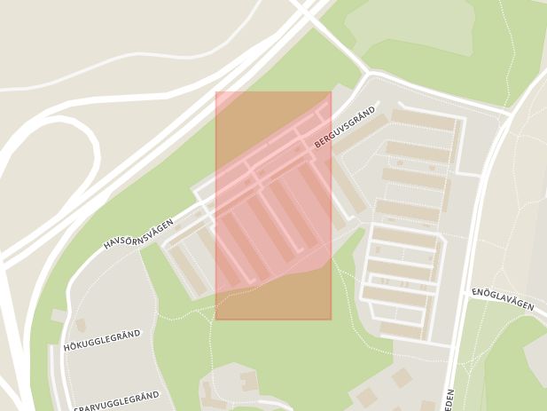 Karta som med röd fyrkant ramar in Kärrhöksgränd, Enköping, Uppsala län