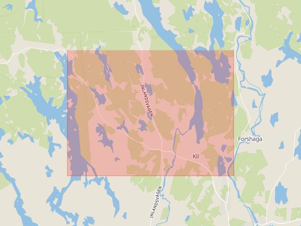 Karta som med röd fyrkant ramar in Värmlands, Kils Kommun, Karlstad, Värmlands län