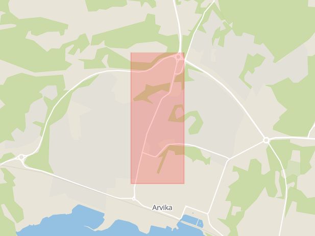 Karta som med röd fyrkant ramar in Fallängsvägen, Arvika, Värmlands län