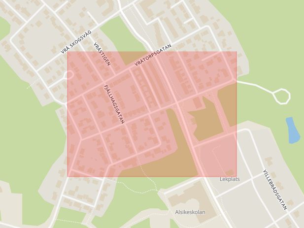 Karta som med röd fyrkant ramar in Uppsala, Gränsgatan, Alsike, Uppsala län