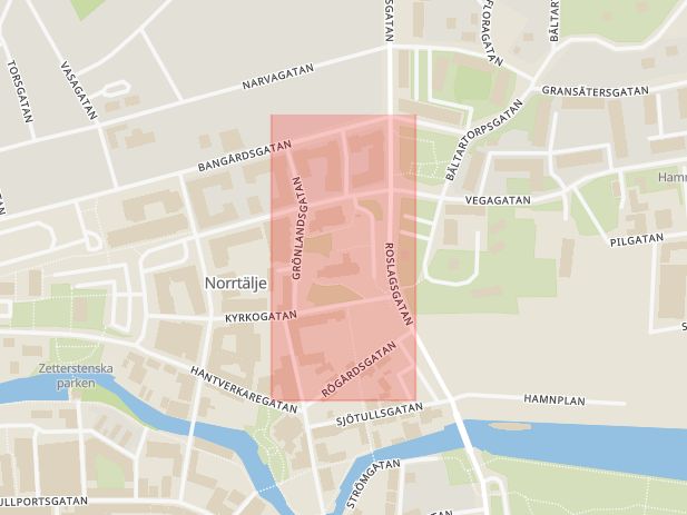 Karta som med röd fyrkant ramar in Gläntan, Norrtälje, Stockholms län