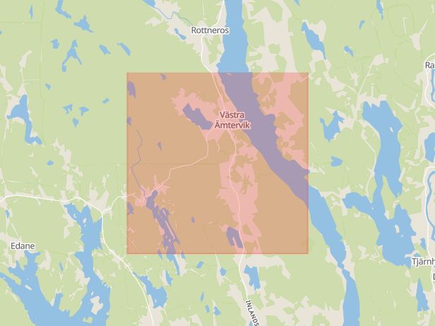 Karta som med röd fyrkant ramar in Västra Ämtervik, Arvika, Sunne, Värmlands län