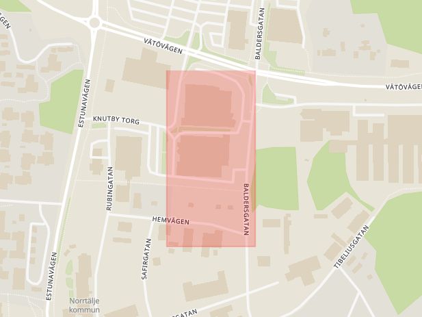 Karta som med röd fyrkant ramar in Trafikplats Frötuna, Veterinären, Norrtälje, Stockholms län