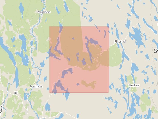 Karta som med röd fyrkant ramar in Blombacka, Molkom, Filipstad, Karlstad, Värmlands län