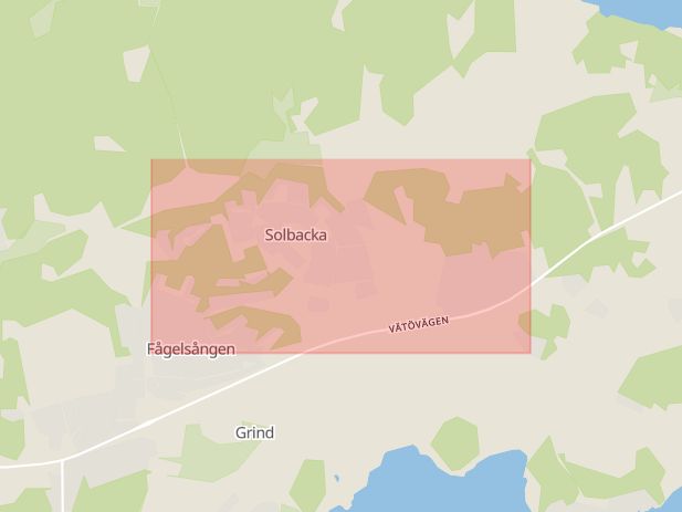 Karta som med röd fyrkant ramar in Solbacka, Norrtälje, Stockholms län