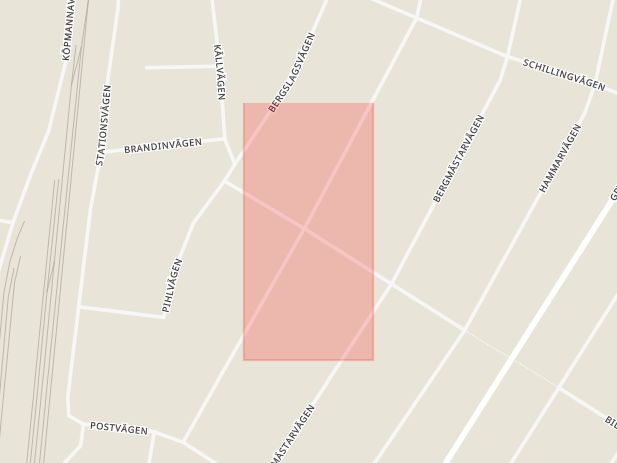 Karta som med röd fyrkant ramar in Billockvägen, Gillersvägen, Karlskoga, Hällefors, Örebro län