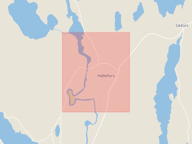 Karta som med röd fyrkant ramar in Hällefors, Örebro län