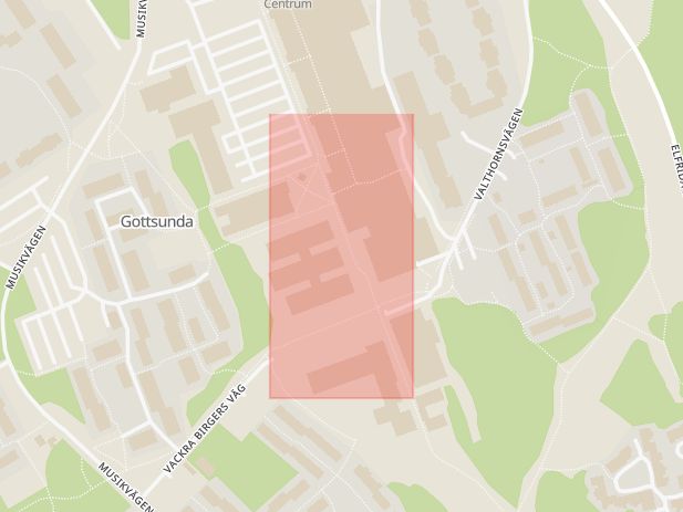 Karta som med röd fyrkant ramar in Gottsundaskolan, Uppsala, Uppsala län