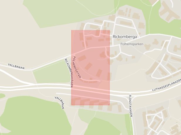 Karta som med röd fyrkant ramar in Polhemsgatan, Uppsala, Uppsala län