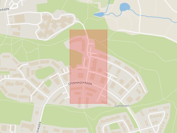 Karta som med röd fyrkant ramar in Kullerstensgatan, Uppsala, Uppsala län