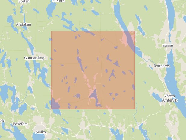 Karta som med röd fyrkant ramar in Mangskog, Arvika, Värmlands län