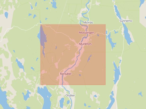 Karta som med röd fyrkant ramar in Munkfors, Värmlands län