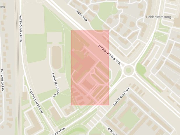 Karta som med röd fyrkant ramar in Gamla Uppsalagatan, Tvärgatan, Uppsala, Uppsala län