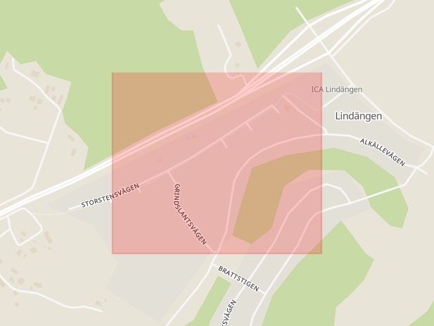 Karta som med röd fyrkant ramar in Lindbacken, Uppsala, Uppsala län