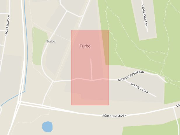 Karta som med röd fyrkant ramar in Turbo, Sala, Västmanlands län