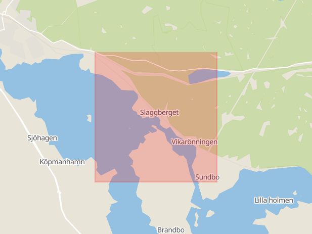 Karta som med röd fyrkant ramar in Sundbovägen, Fagersta, Västmanlands län