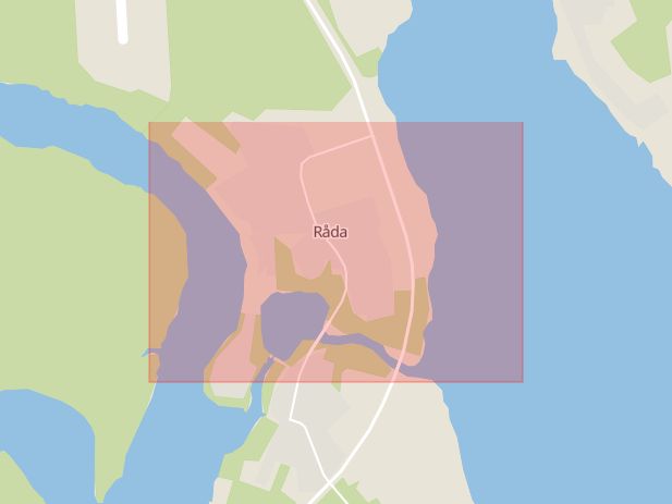 Karta som med röd fyrkant ramar in Råda, Malå, Värmlands län
