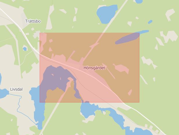 Karta som med röd fyrkant ramar in Hönsgärdet, Norberg, Västmanlands län
