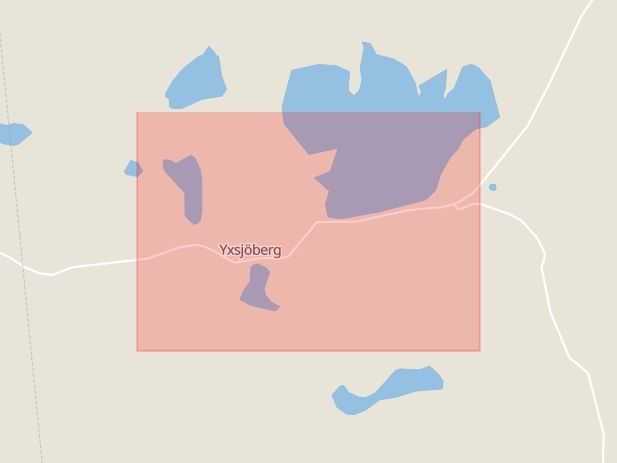 Karta som med röd fyrkant ramar in Korpudden, Yxsjöberg, Ljusnarsberg, Örebro län