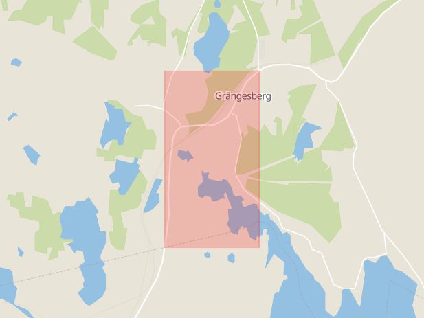 Karta som med röd fyrkant ramar in Kopparbergsvägen, Grängesberg, Ludvika, Dalarnas län