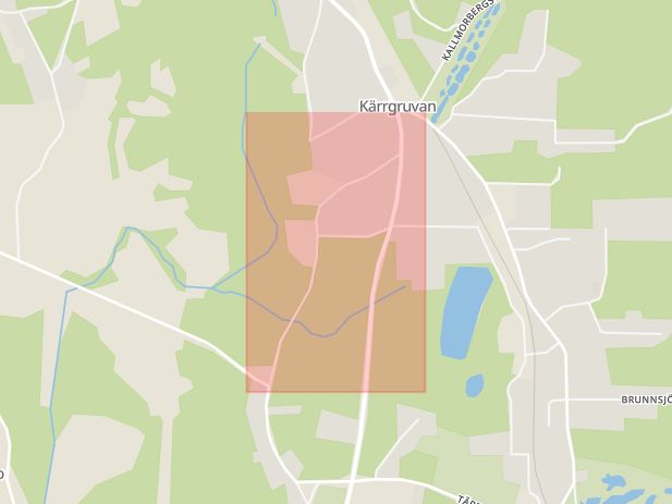 Karta som med röd fyrkant ramar in Kastenhofsvägen, Norberg, Västmanlands län